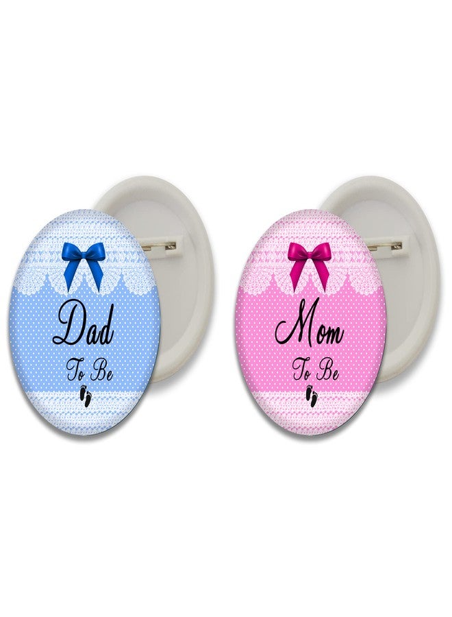 D2C 2-Piece Baby Shower Button Badge Set - 58mm Essential Family Pin Pack for Mom to Be and Dad to Be, Party Decorations, Celebration Favors, Multicolor Gift (Variations 5)|Multicolor - Image 1